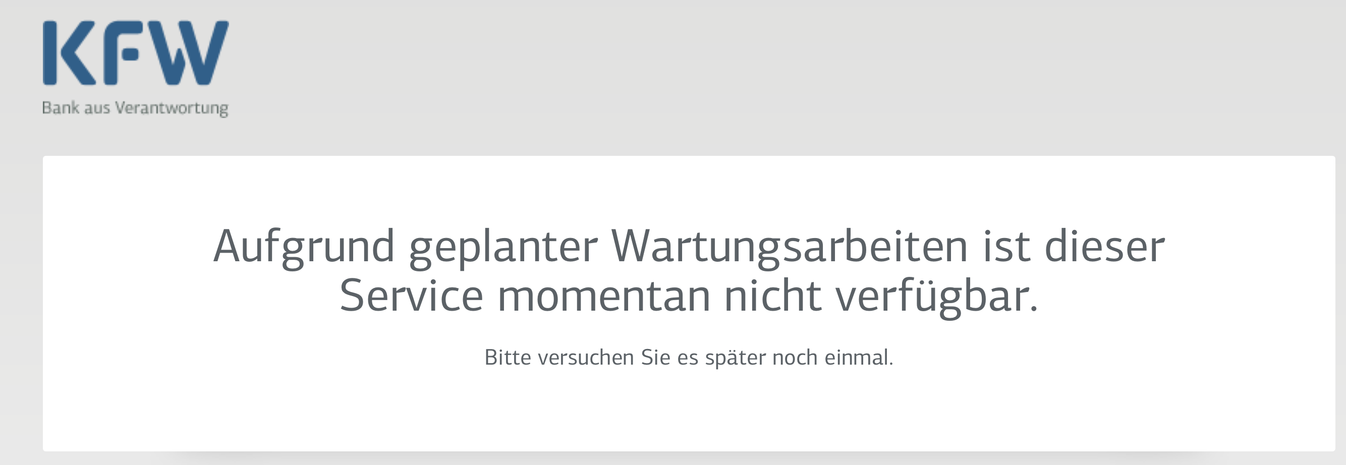 KfW-Anmeldung nicht mehr möglich